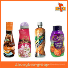 Étiquette colorée à base de jus de fruits rétractable à la chaleur en plastique, autocollant pour les bouteilles de pulvérisation / lotion
